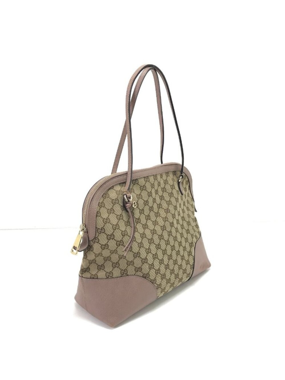 Gucci Tote Bag Front Left Handle Base Torn Beige Pink